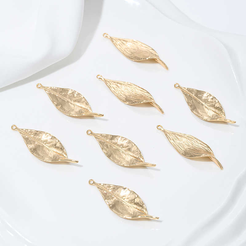 Delicate 14k Gold Plated Three-Dimensional Simulation Leaf Pendant Jewelry Charms