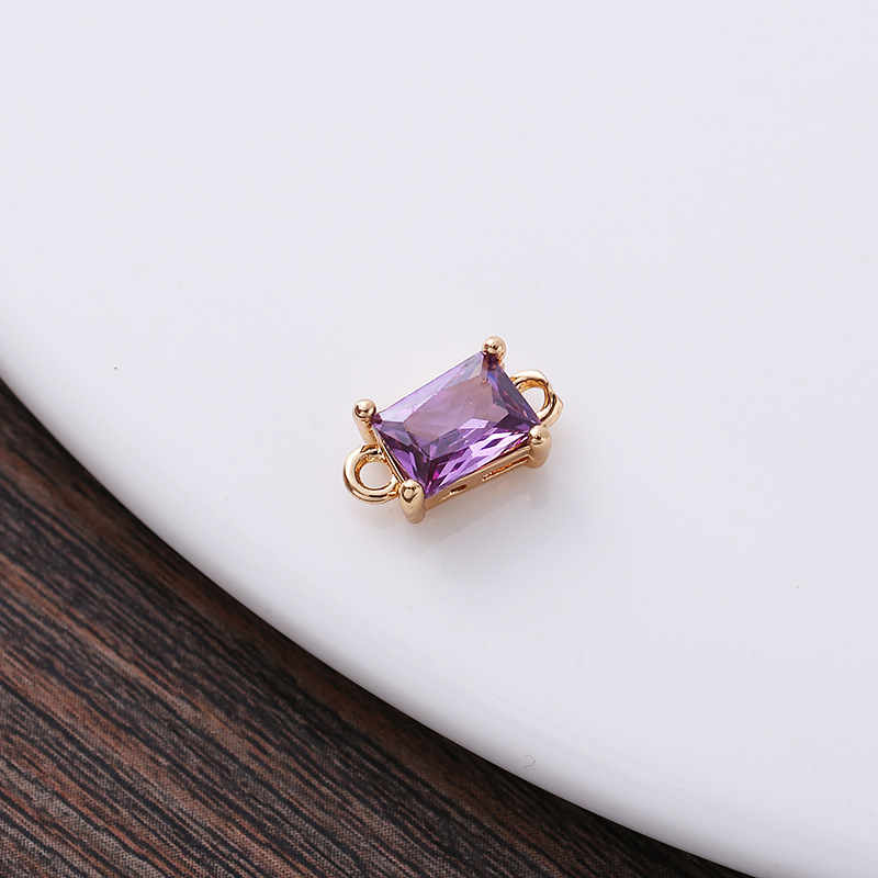 7*12mm Rectangle Glass Charm Pendant Dual Hanging Rings