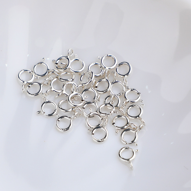 925 Silver 5mm Round Spring Clasp Jewelry Buckle