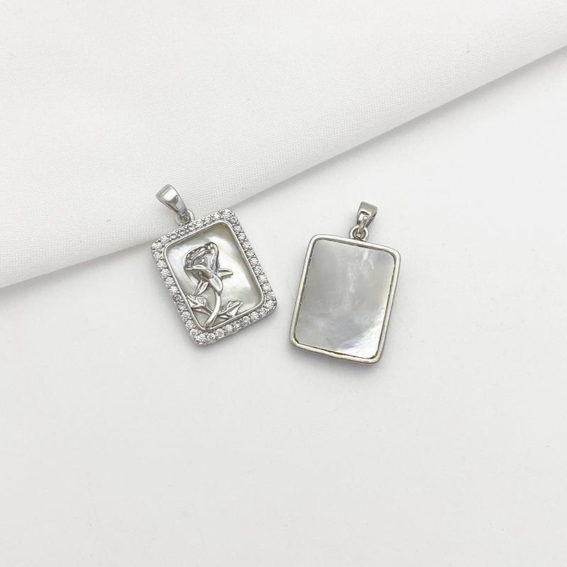 Natural White and Black Shell Inlaid Pendant Jewelry Charms