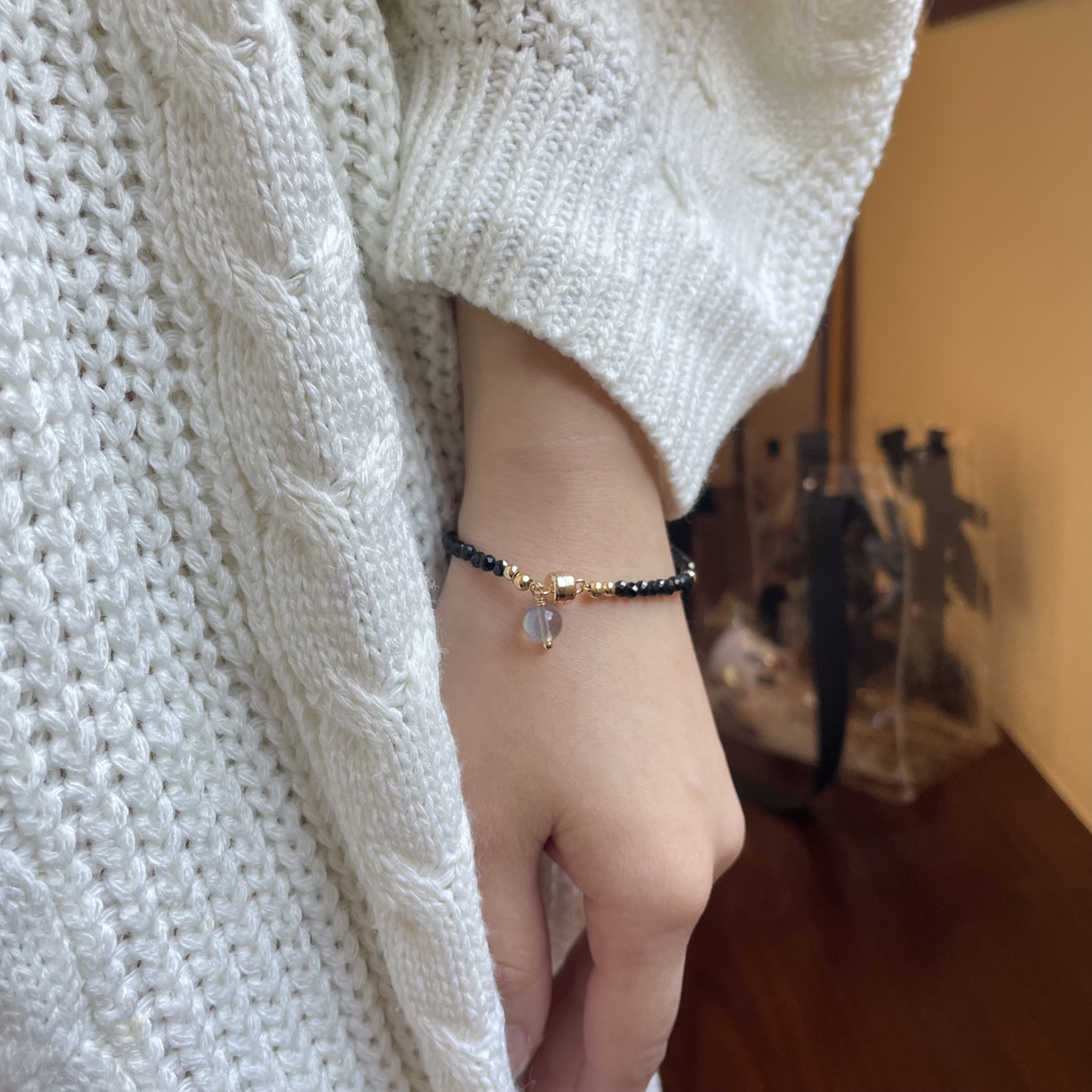 Black Spinel with Labradorite Bracelet
