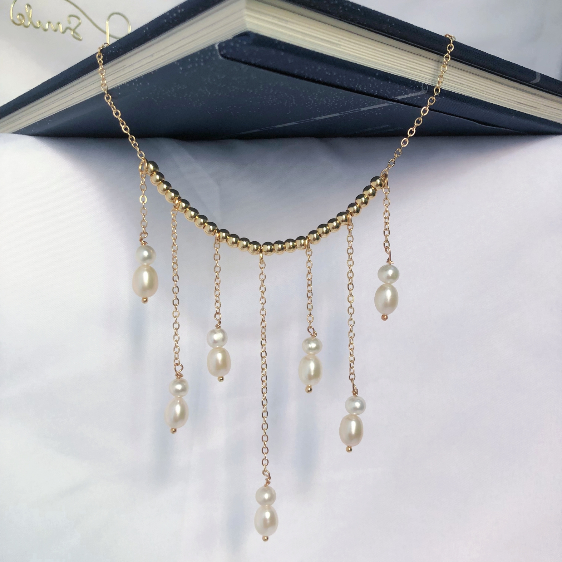 Pearl Drop Fringe Necklace