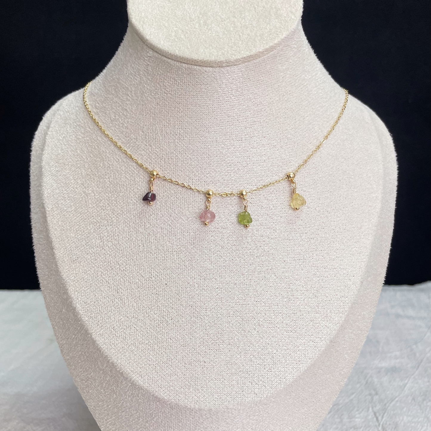 Rainbow Sugar Necklace Adjustable Gemstone Raw Stone Necklace