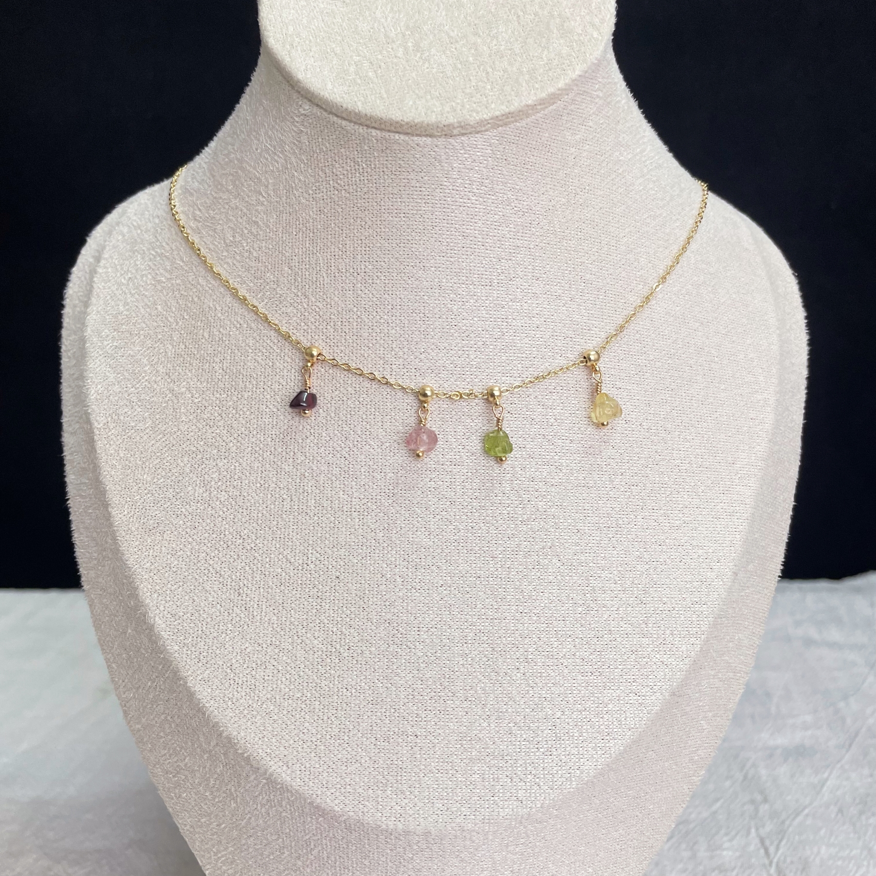 Rainbow Sugar Necklace Adjustable Gemstone Raw Stone Necklace