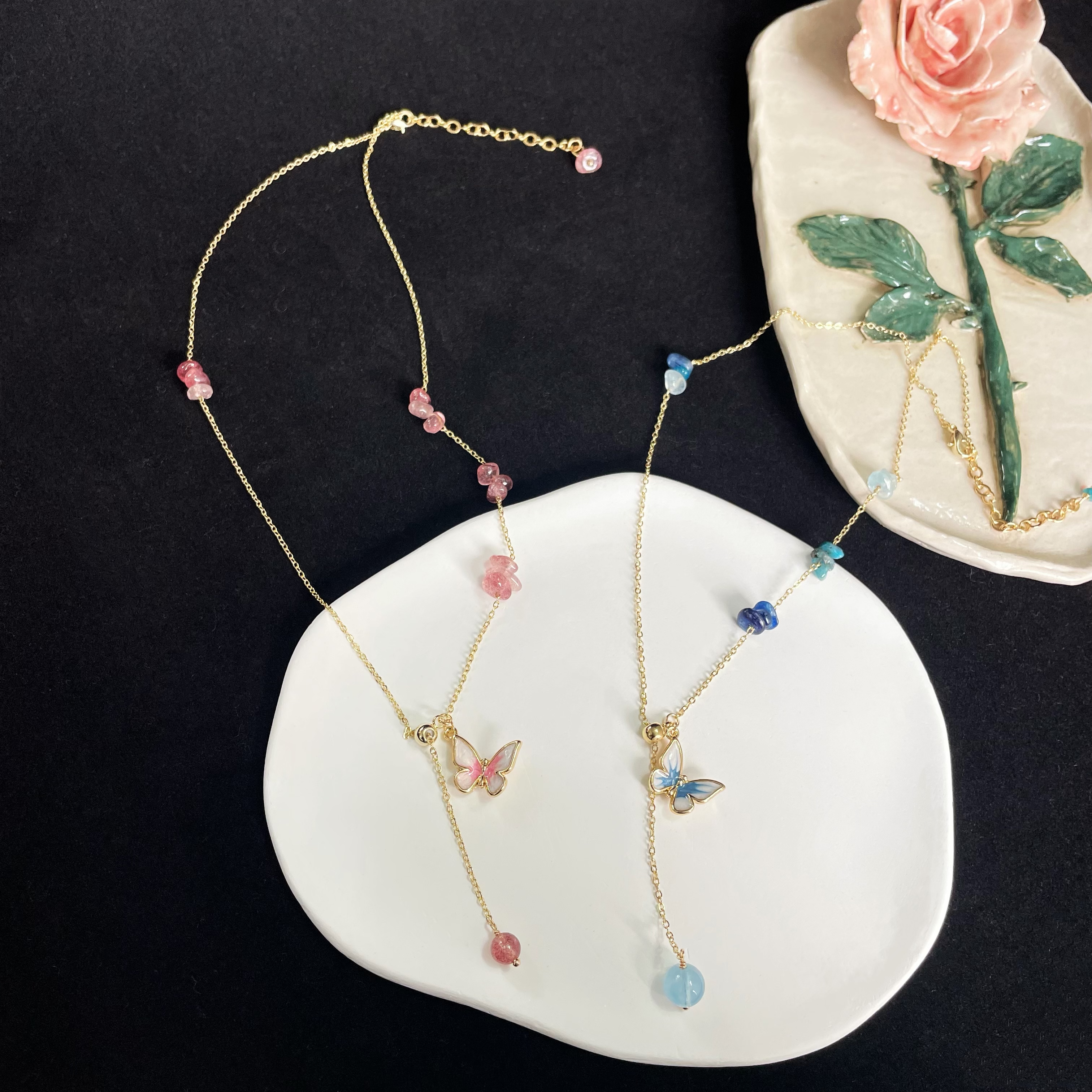 Blue Butterfly Blue Gemstone Necklace