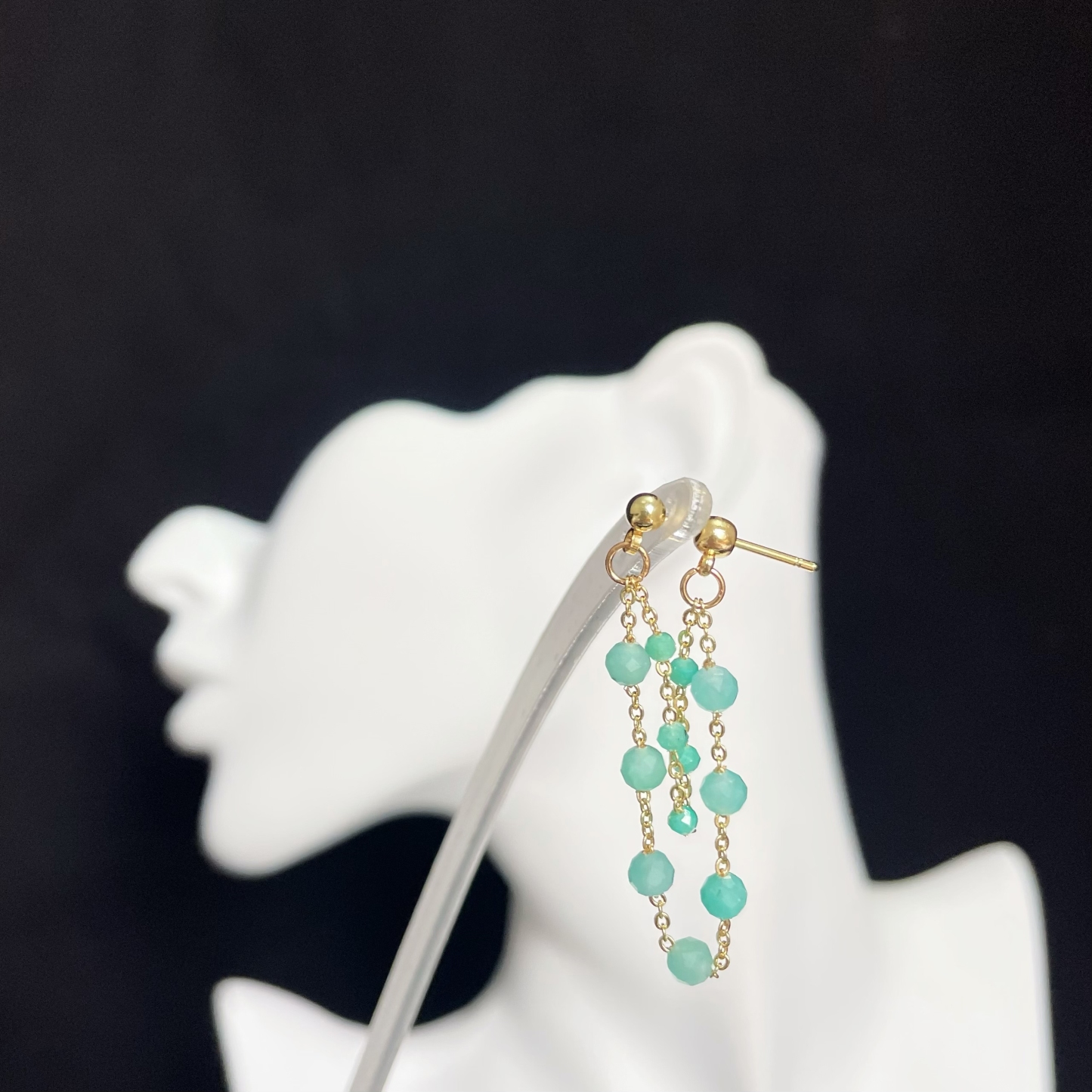 Double Amazonite Chains Semi-Hook Earrings