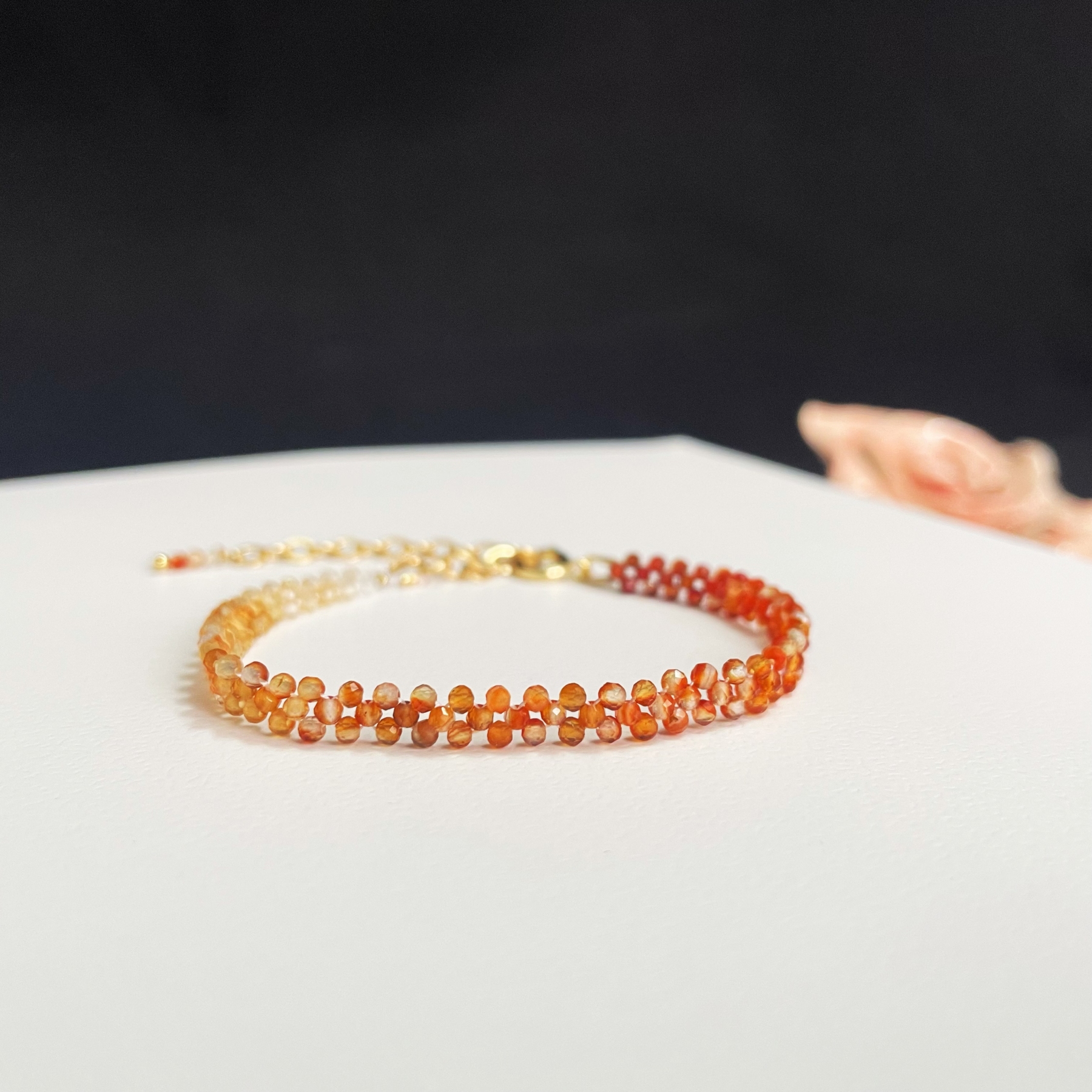 Red Agate Gradient Woven Bracelet