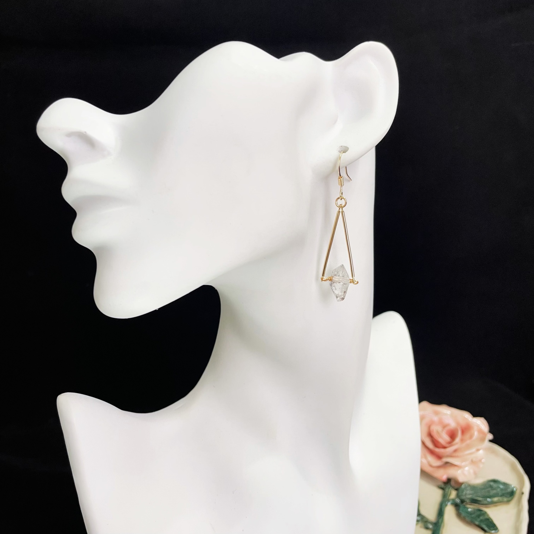 Herkimer Diamond Triangle Drop Earrings