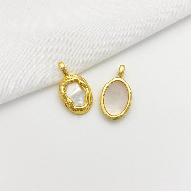 Natural White and Black Shell Inlaid Pendant Jewelry Charms