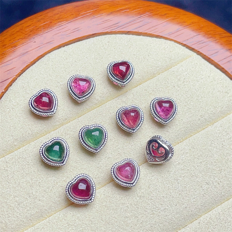 925 Silver Crustification Gemstones Heart Accessory