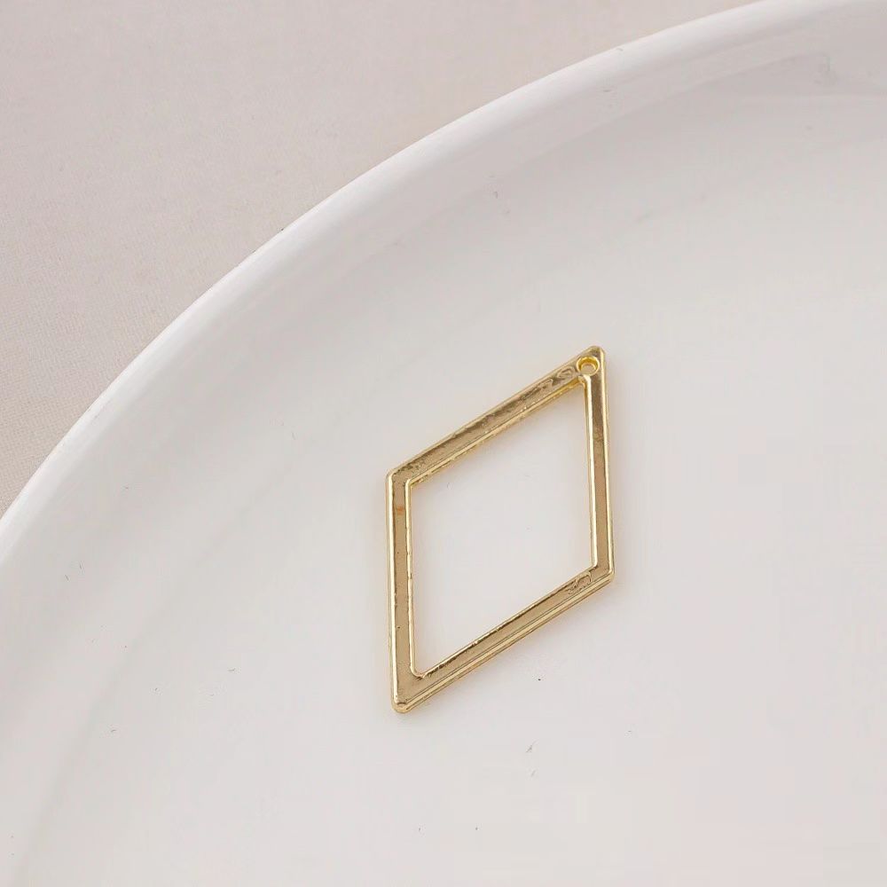 14k Gold Plated Brass Geometric Frame for Jewelry DIY 1 Piece