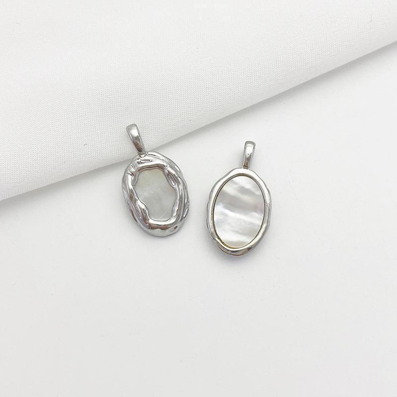 Natural White and Black Shell Inlaid Pendant Jewelry Charms