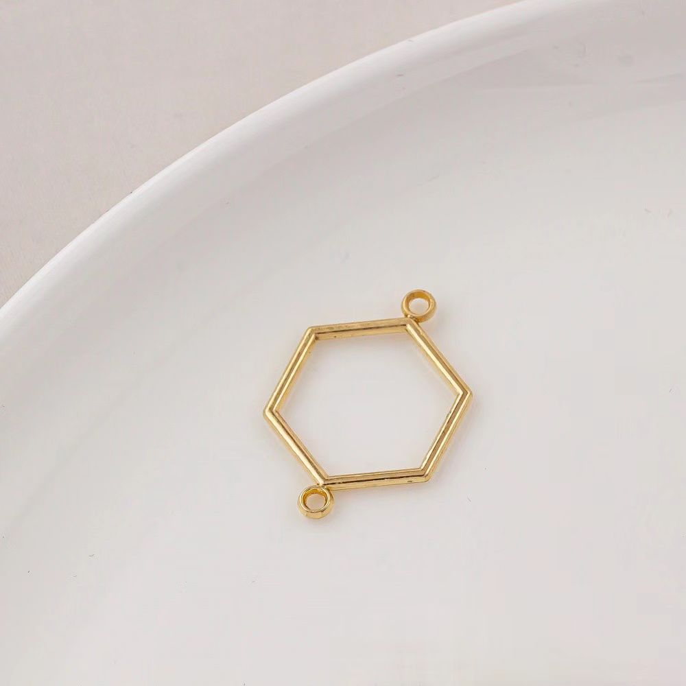 14k Gold Plated Brass Geometric Frame for Jewelry DIY 1 Piece
