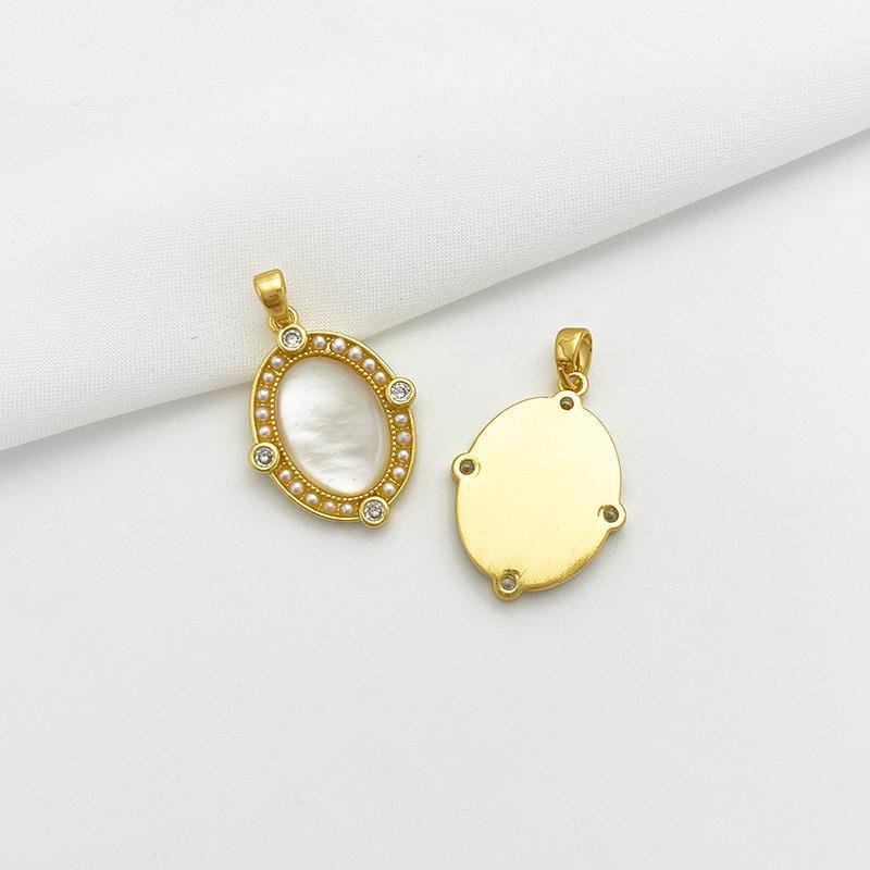 Natural White and Black Shell Inlaid Pendant Jewelry Charms