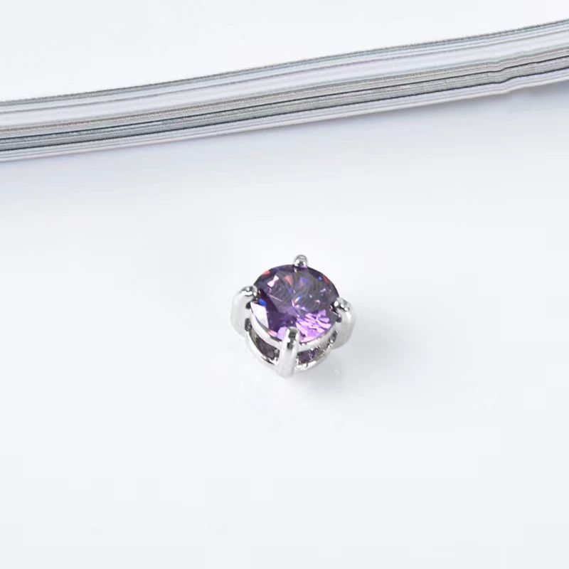 Round Prong Setting Colored Zircon Spacer Beads for Jewelry DIY