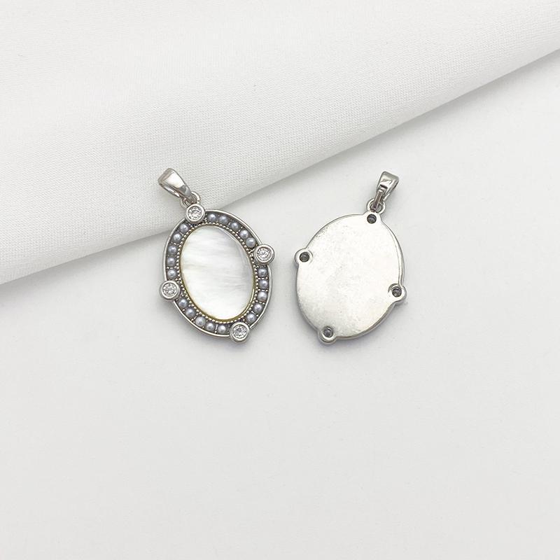 Natural White and Black Shell Inlaid Pendant Jewelry Charms