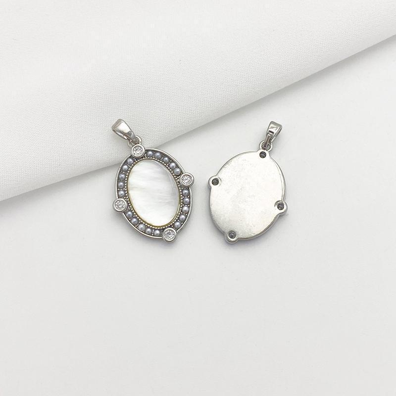 Natural White and Black Shell Inlaid Pendant Jewelry Charms