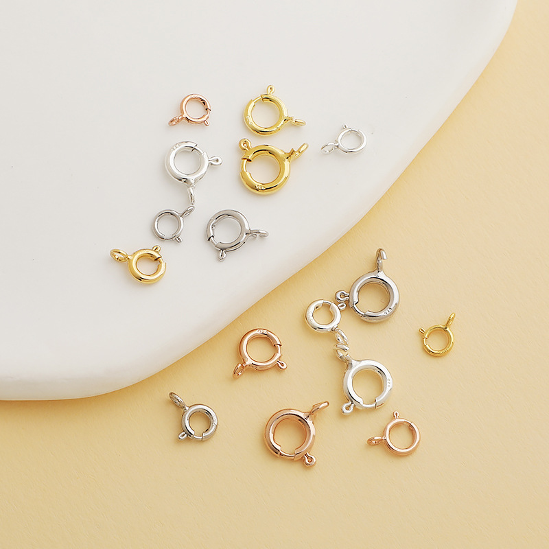 925 Silver 5mm Round Spring Clasp Jewelry Buckle with Opening Ring