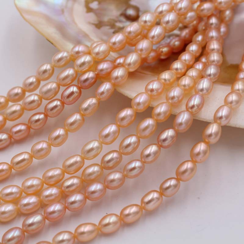 Natural Rice Shaped Drop Shaped Freshwater Pearl Strand 5-6mm 7-8mm