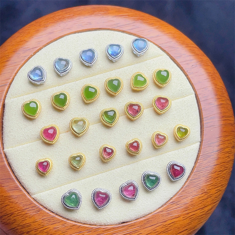 925 Silver Crustification Gemstones Heart Accessory