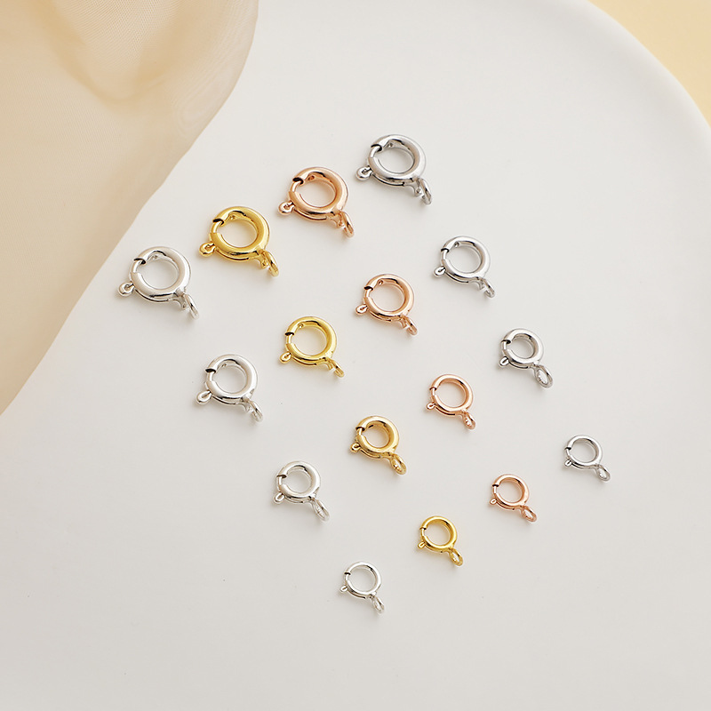 925 Silver 5mm Round Spring Clasp Jewelry Buckle with Opening Ring