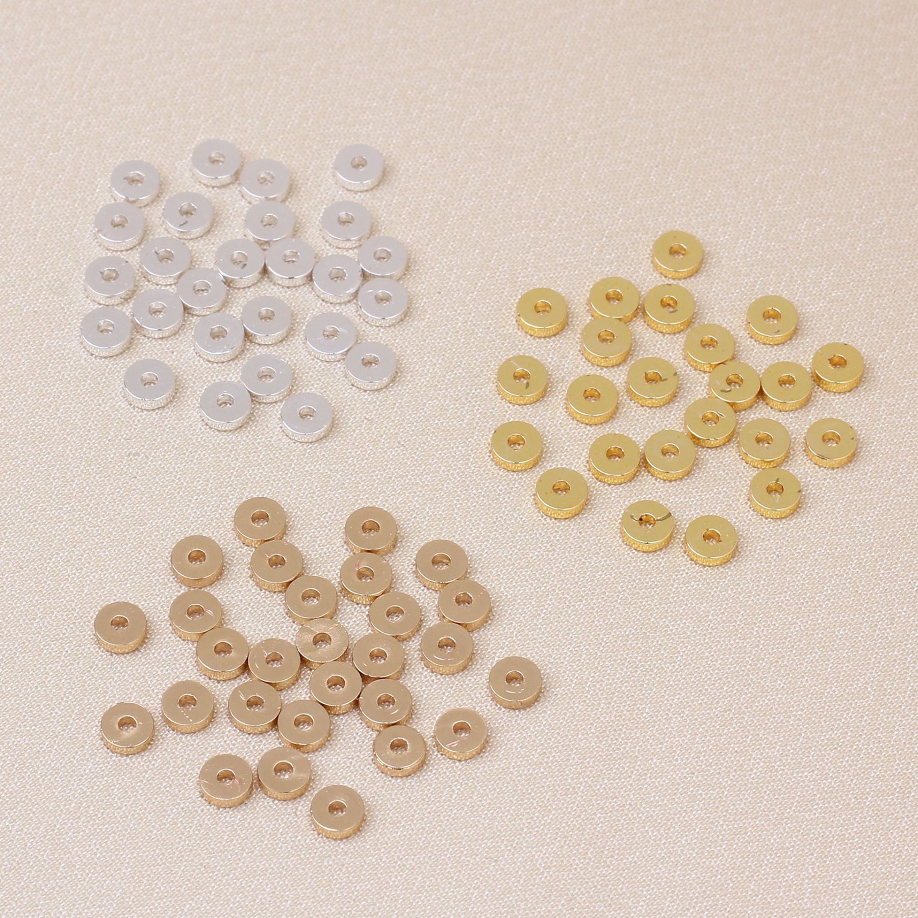 Gold Plated Copper Smooth Wheel Spacer Beads