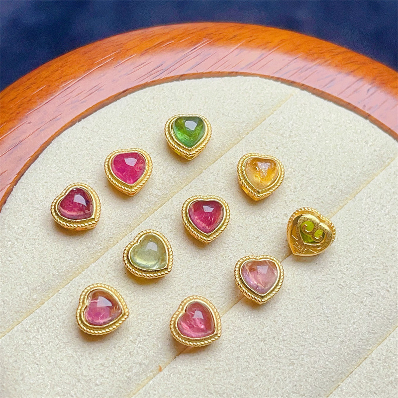 925 Silver Crustification Gemstones Heart Accessory