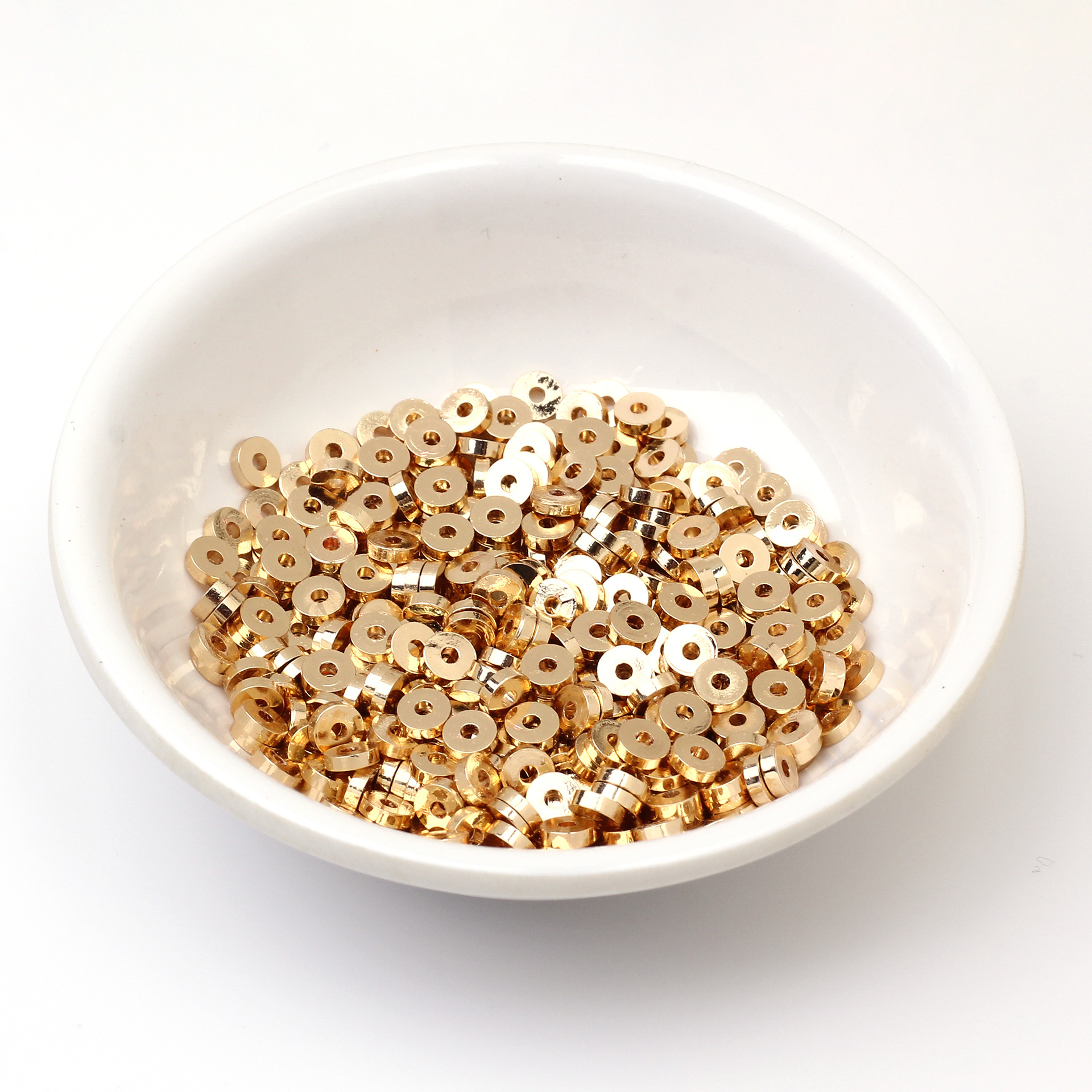 Gold Plated Copper Smooth Wheel Spacer Beads