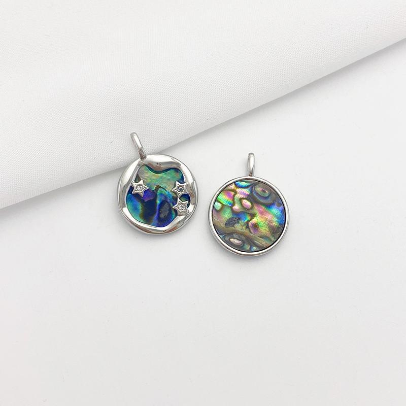 Natural White and Black Shell Inlaid Pendant Jewelry Charms