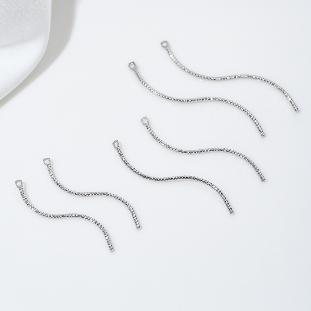 Gold plated S-shaped wavy flat strip charms pendant jewelry accessory