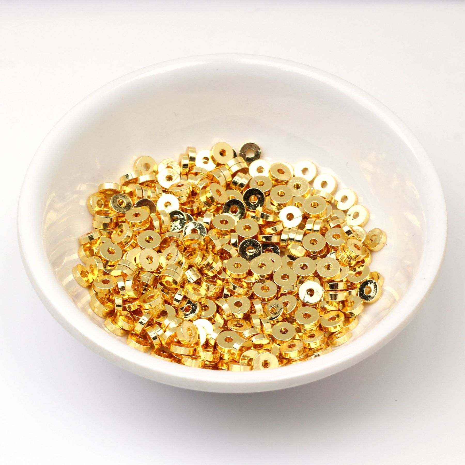 Gold Plated Copper Smooth Wheel Spacer Beads