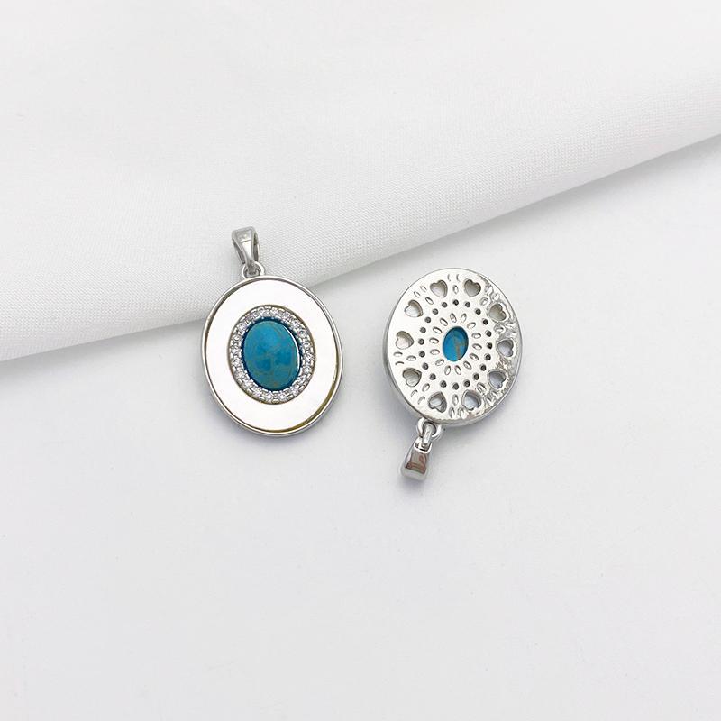 Natural White and Black Shell Inlaid Pendant Jewelry Charms