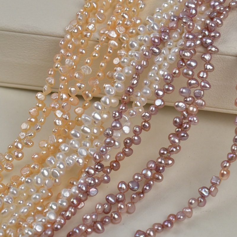 Natural Freshwater Baroque Pearls Beads Strand 4-5mm Side Drilled  Multiple Color