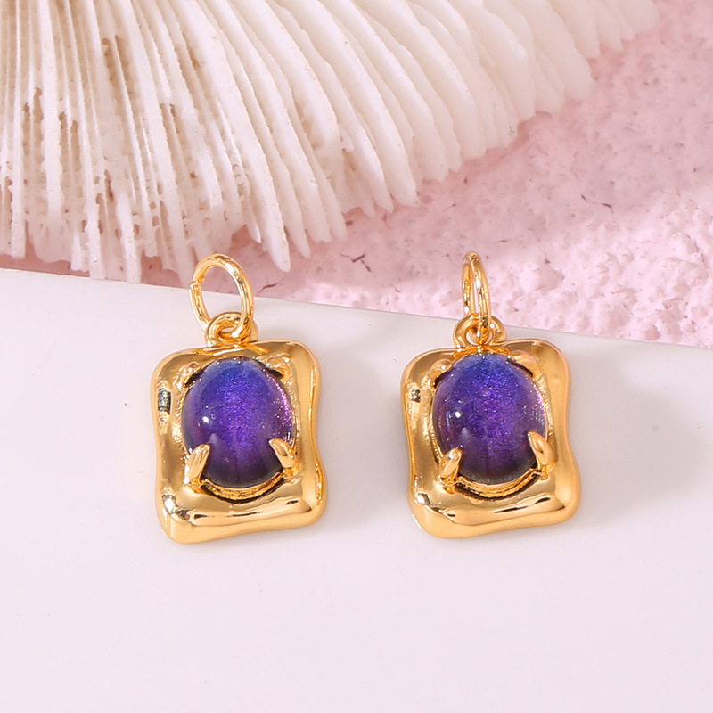 Imitation Tourmaline Glass Stone Inlaid Gold Plated Pendant