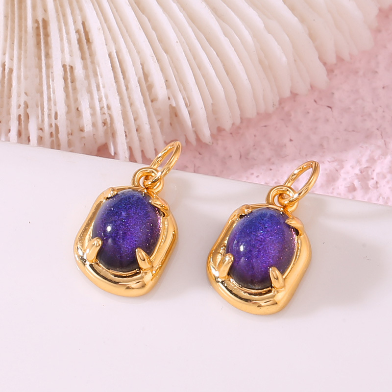 Imitation Tourmaline Glass Stone Inlaid Gold Plated Pendant