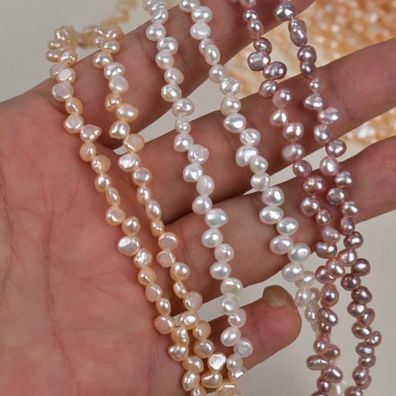 Natural Freshwater Baroque Pearls Beads Strand 4-5mm Side Drilled  Multiple Color