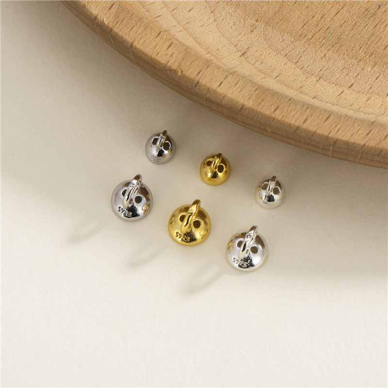 925 Sterling Silver Bead Caps with Hanging Ring for Bracelet Necklace Making