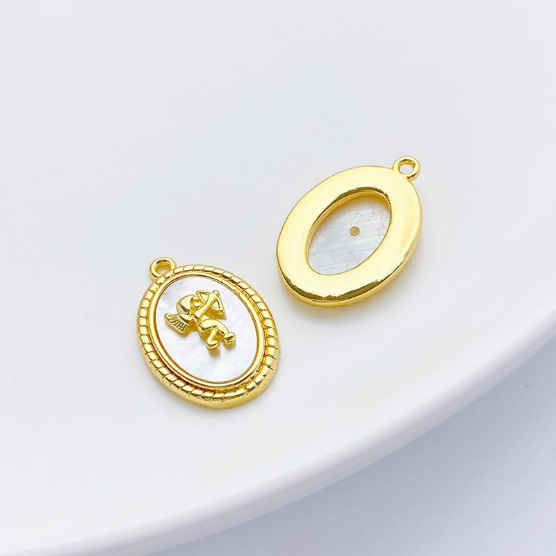 Natural White and Black Shell Inlaid Pendant Jewelry Charms