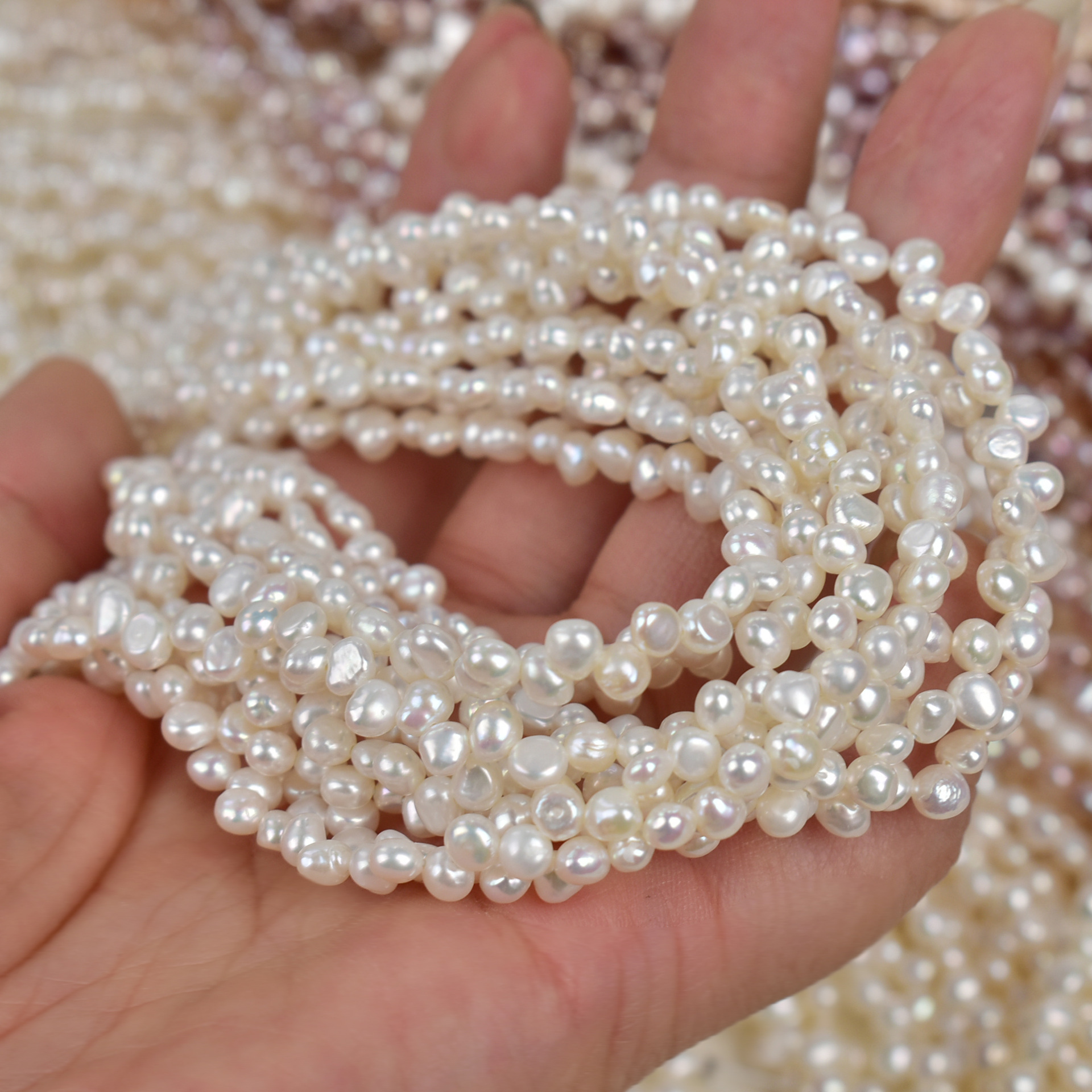 Natural Freshwater Baroque Pearls Beads Strand 4-5mm Side Drilled Multiple Color