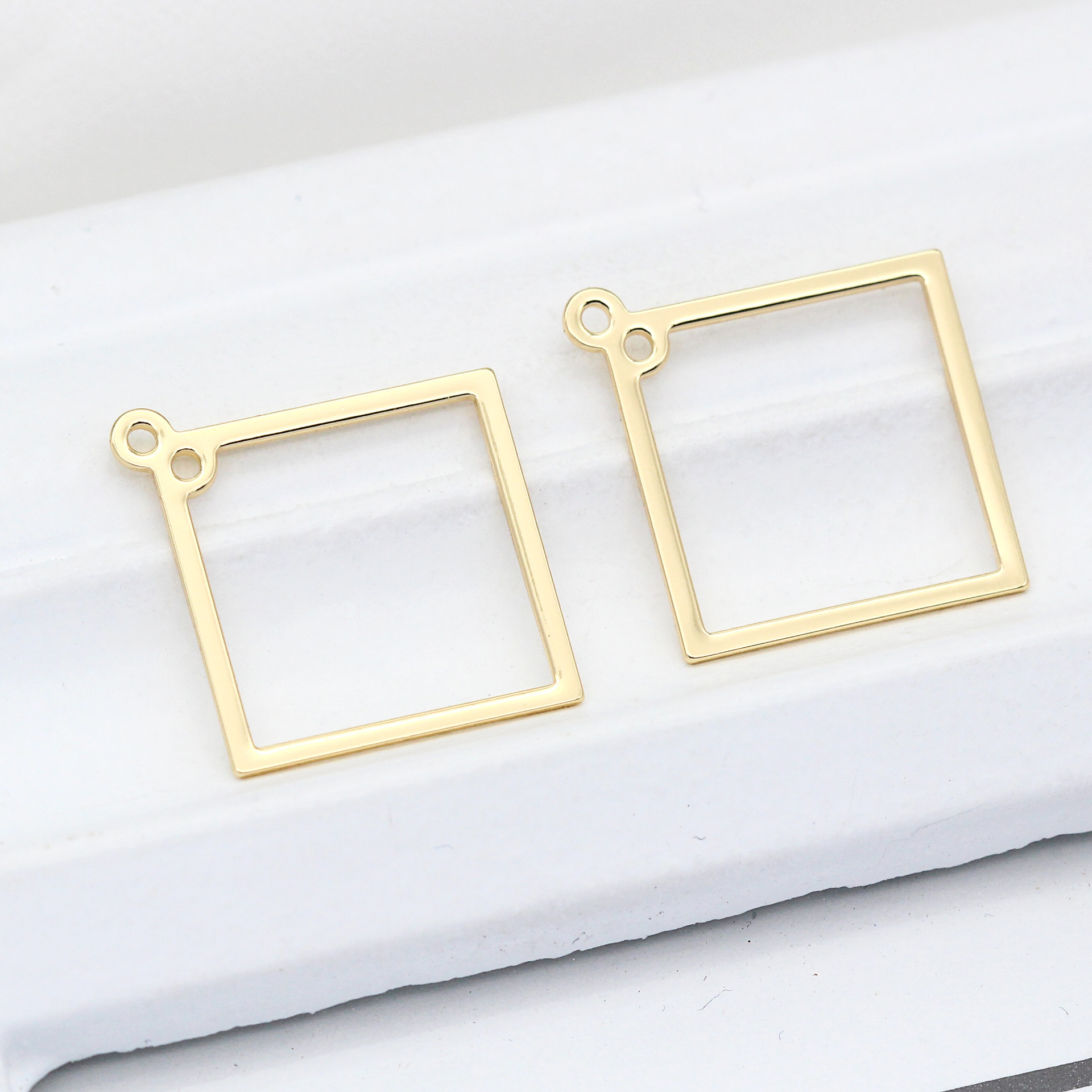 14k Gold Plated Copper Geometric Frame for Jewelry DIY 1 Piece-likayjewel