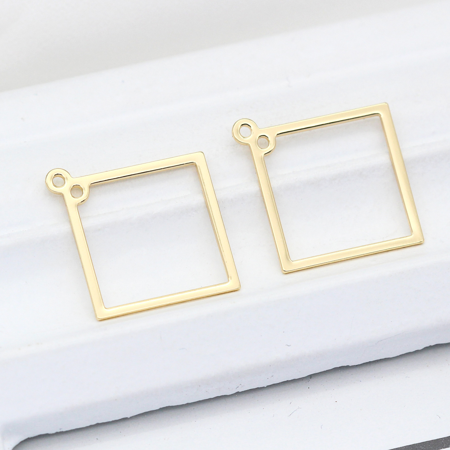 14k Gold Plated Brass Geometric Frame for Jewelry DIY 1 Piece