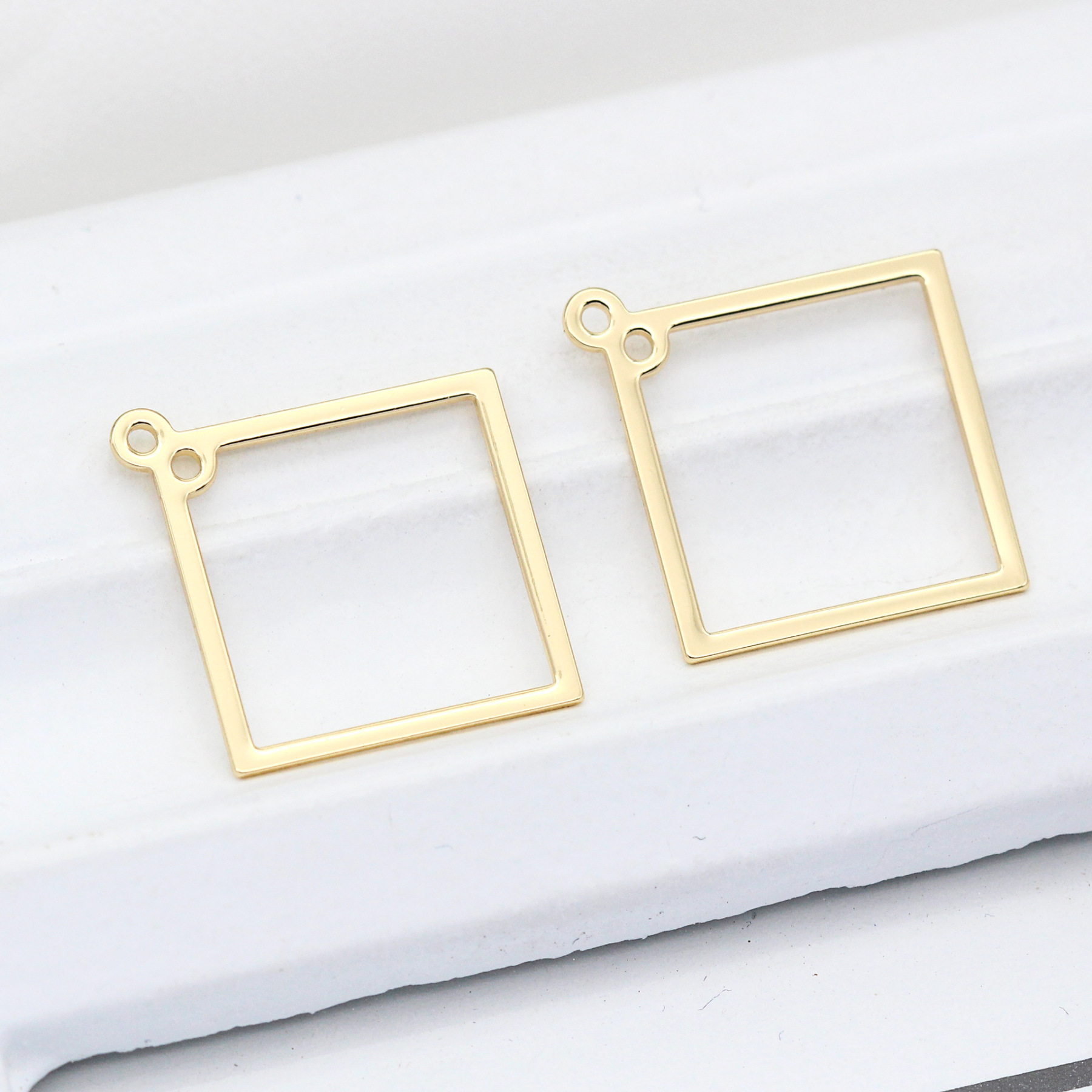 14k Gold Plated Brass Geometric Frame for Jewelry DIY 1 Piece