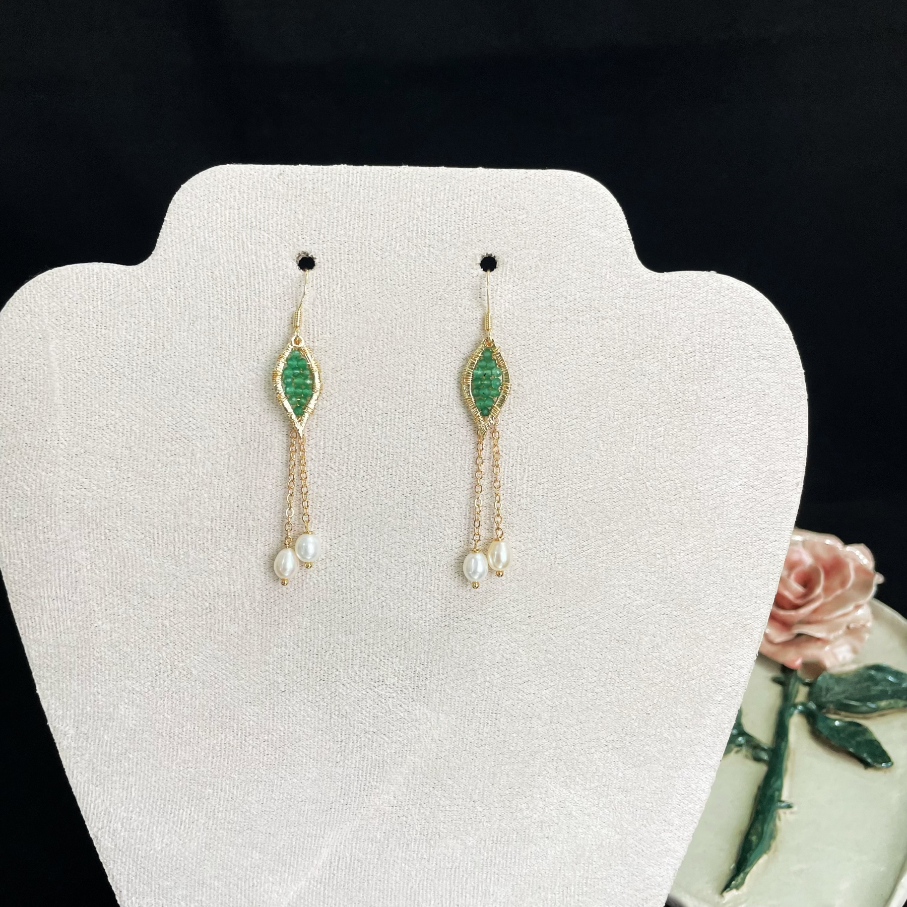 Aventurine Leaf Earrings Summer Spirit Nature's Elegance