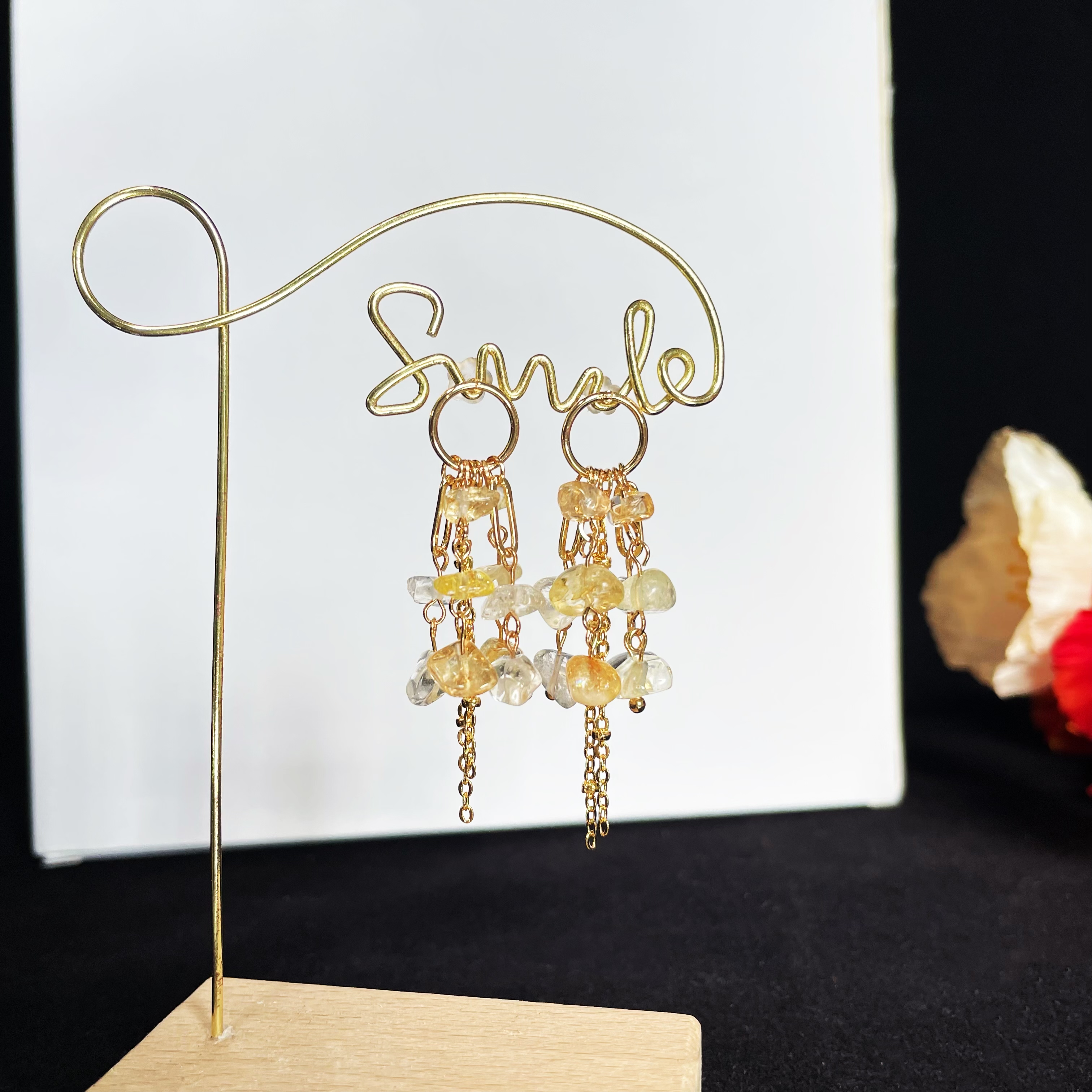 Citrine and Clear quartz Tassel Earrings
