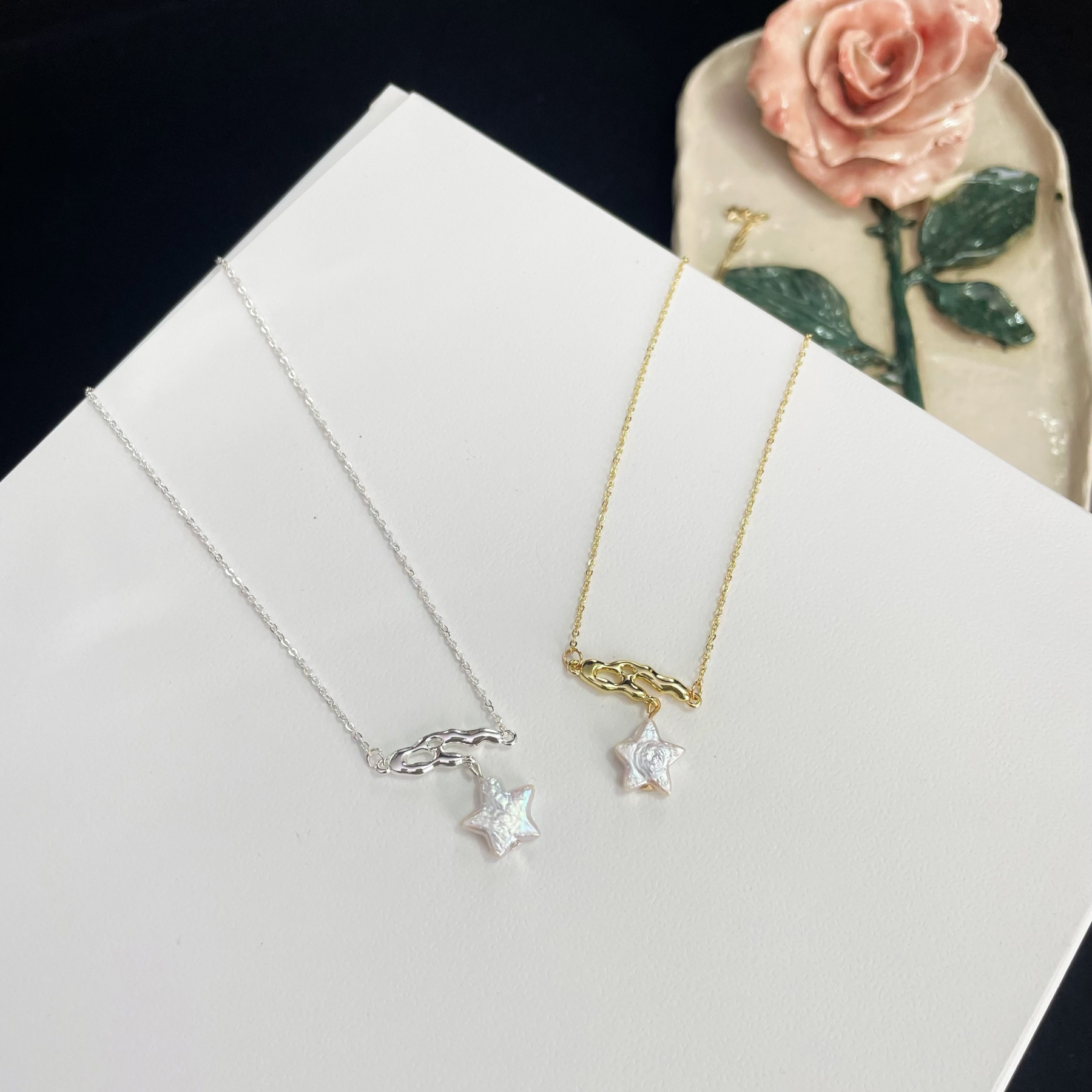 Magic Baroque Star Hanging on Branch Necklace