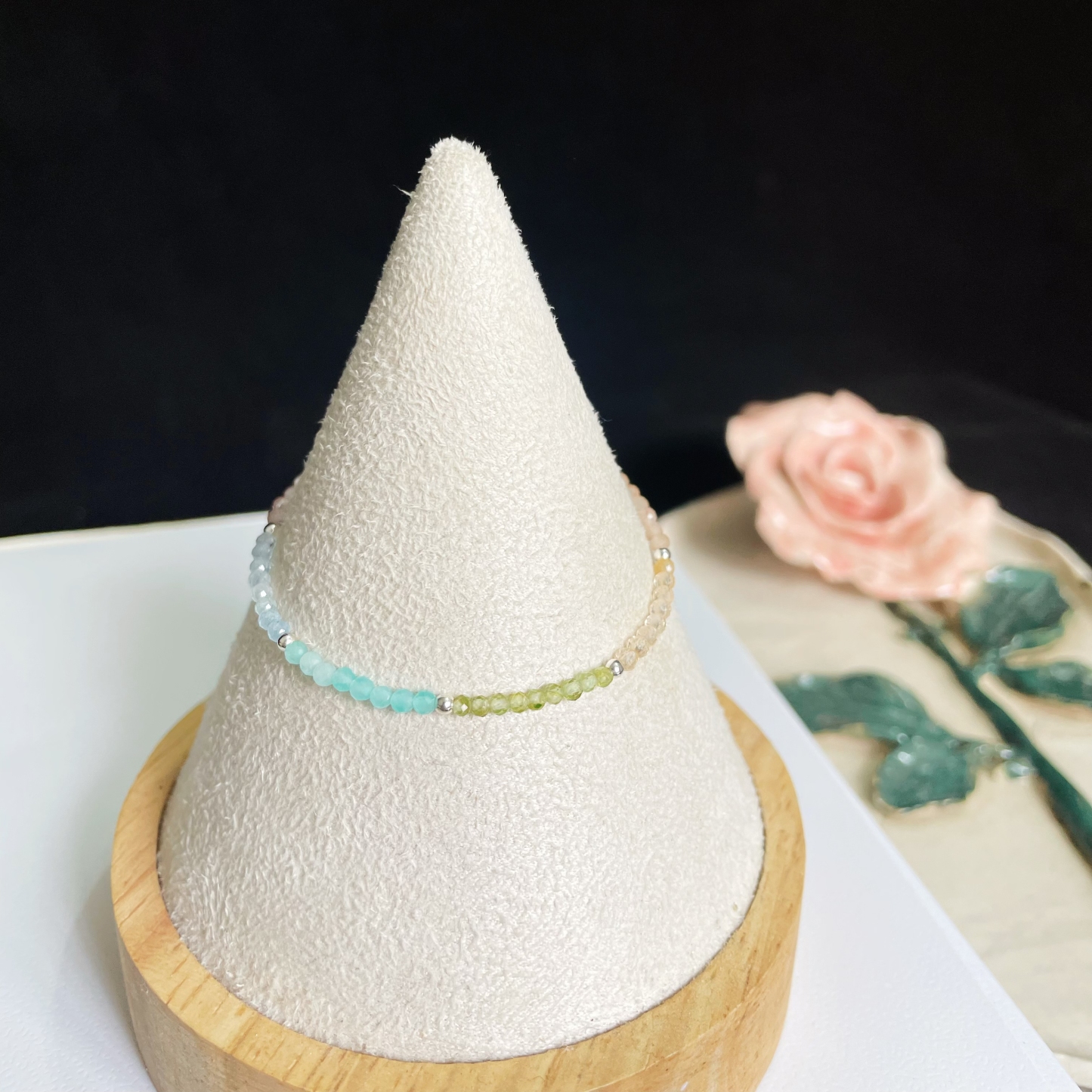 Macaron Rainbow 2mm Thin Faceted Gemstone Bracelet