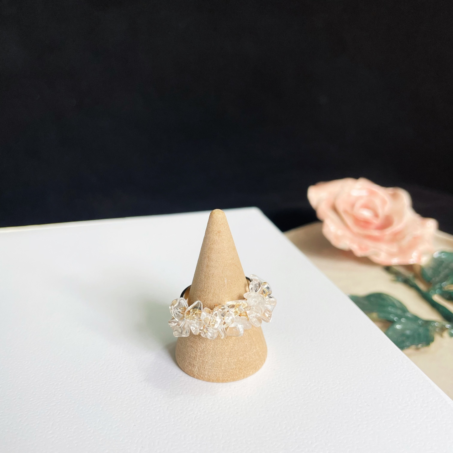 Clear Quartz Cluster Ring Raw Clear Quartz Raw Stones Woven on Open Ring