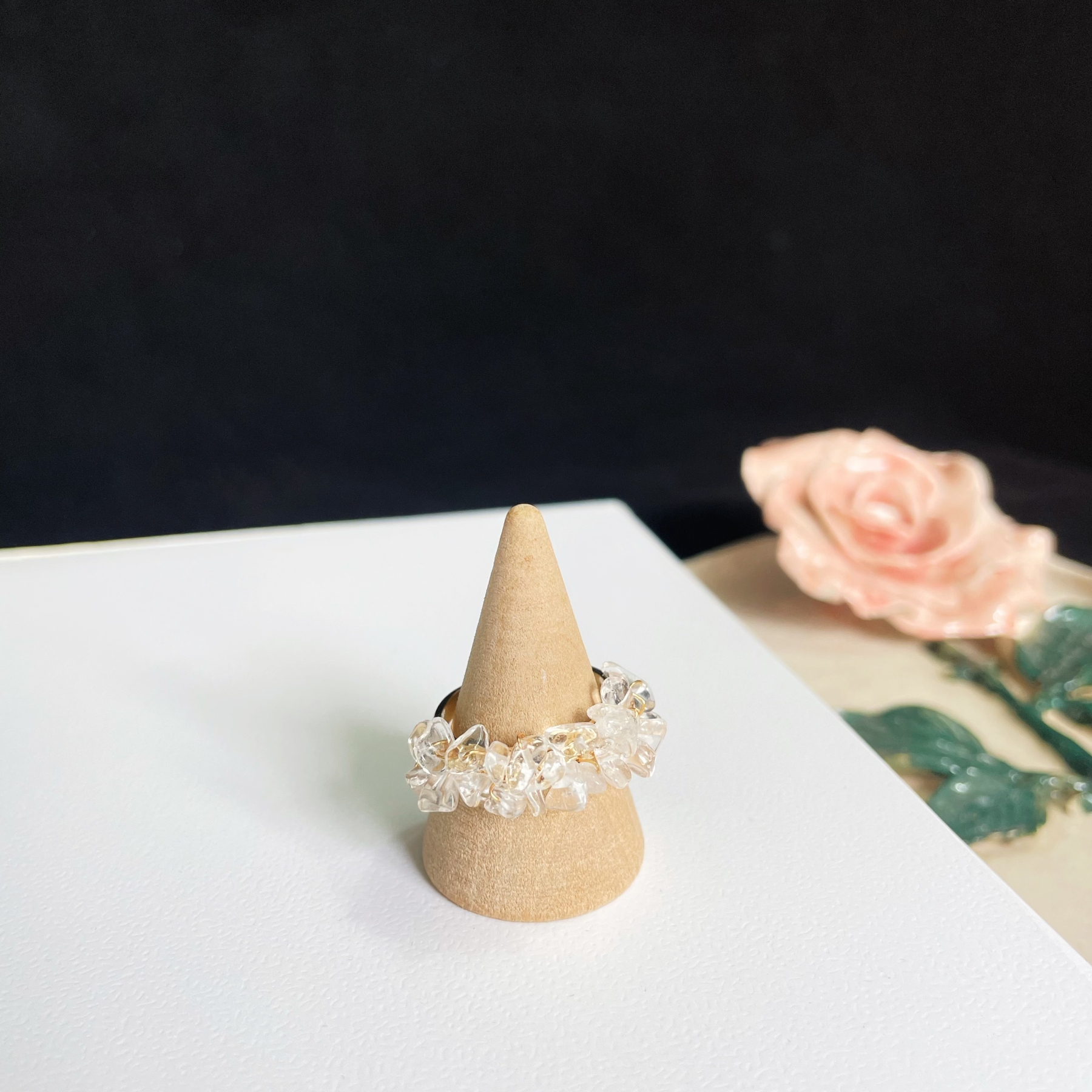 Clear Quartz Cluster Ring Raw Clear Quartz Raw Stones Woven on Open Ring