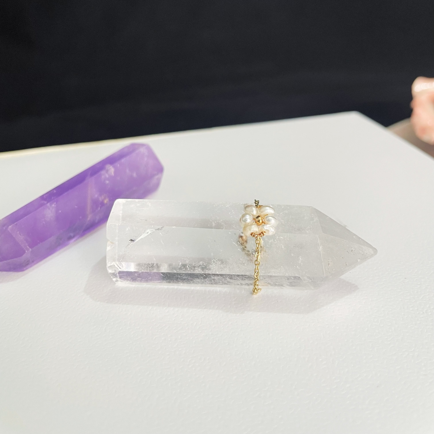 Delicate Little Pearl Flower Adjustable Ring