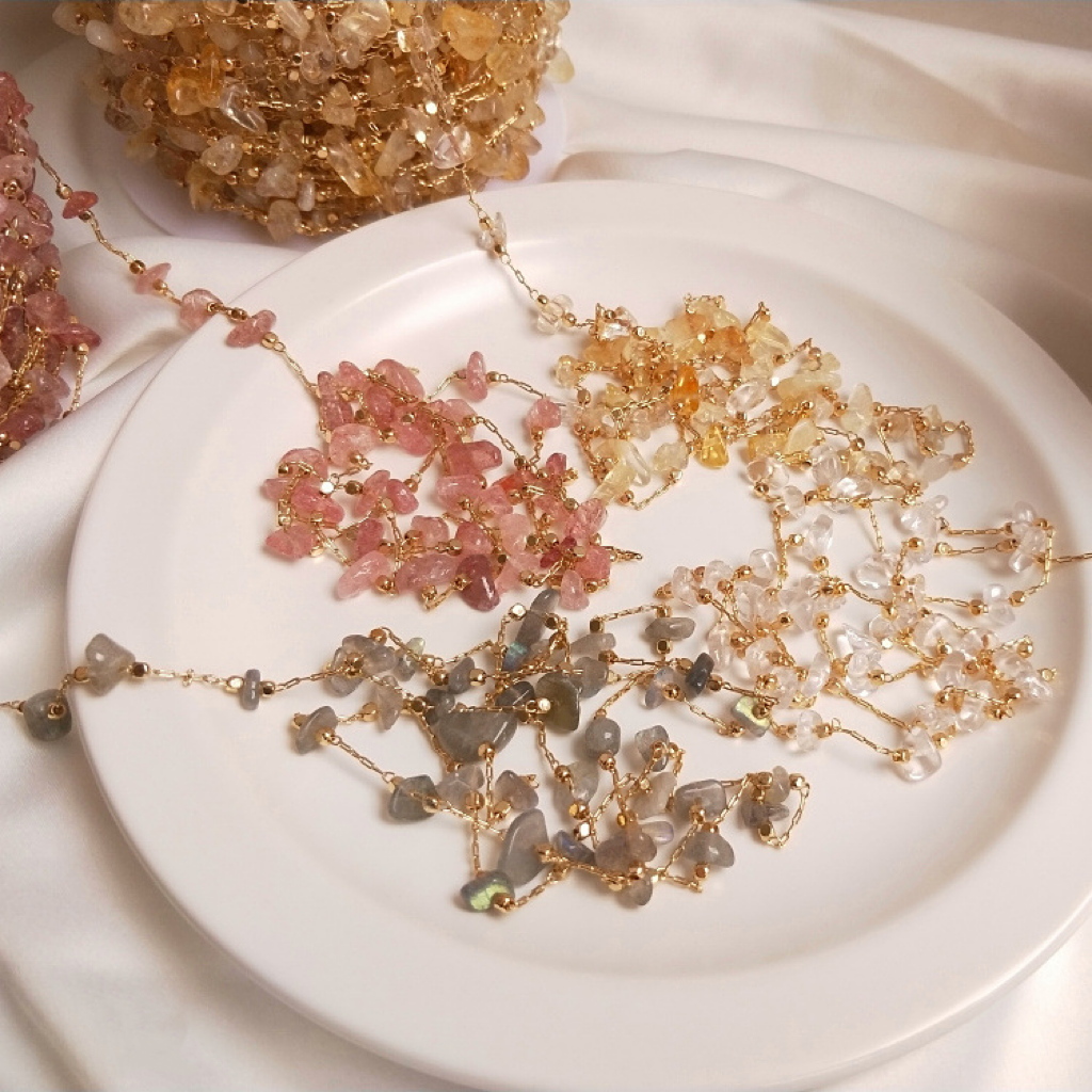 Gemstone Raw Stone Beads Chain for Jewelry DIY 50cm